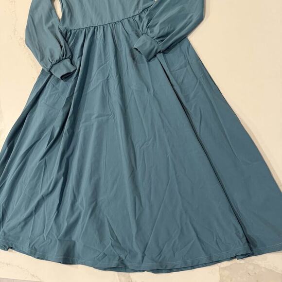 Halara NWT Breezeful V Neck Bishop Long Sleeve Flare Midi Dress Women's Small - Picture 2 of 8